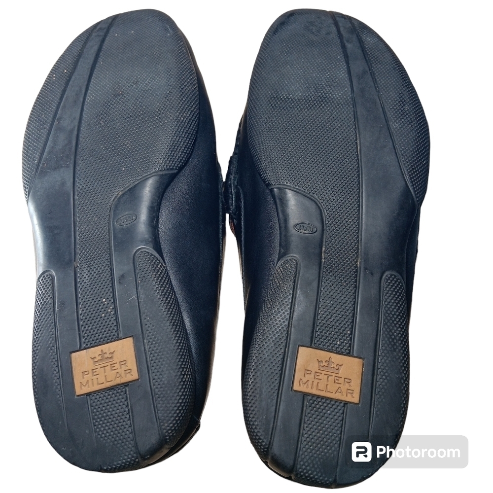 Peter Millar Men's Black Leather Slip On Brazilian Casual Dress Shoes 9W - Picture 5 of 6